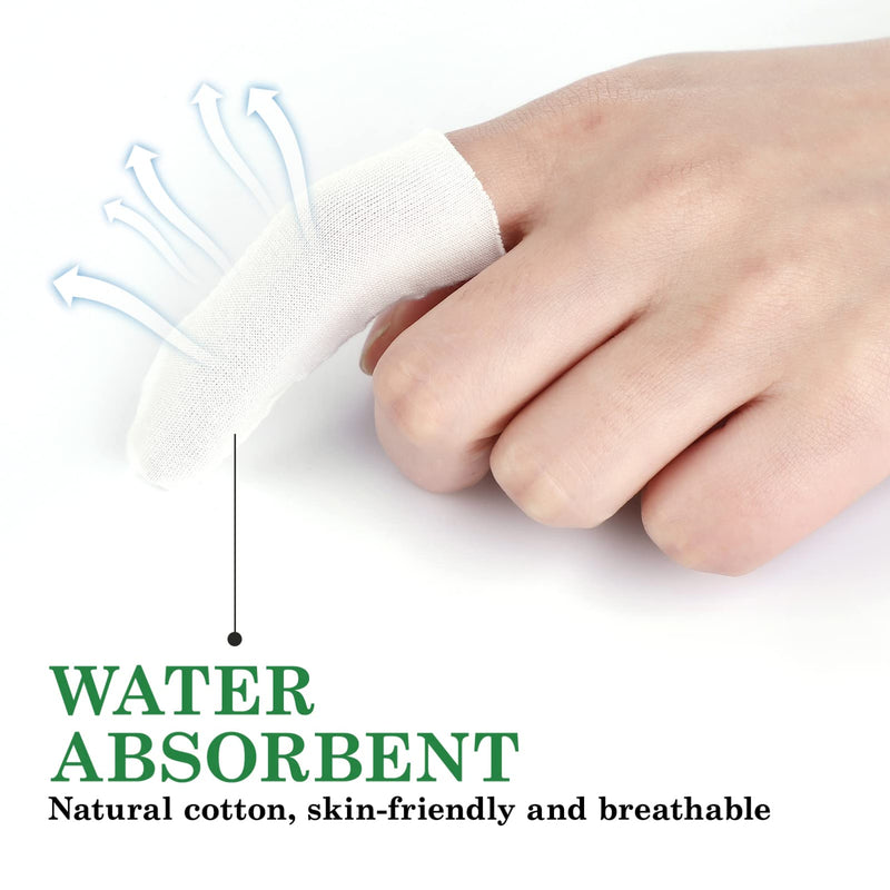 [Australia] - Uonlytech 150pcs Cotton Finger Sleeves Cots Protect Fingertips Hand Skin Cracking Moisture Disposable Finger Cover for Adults White 