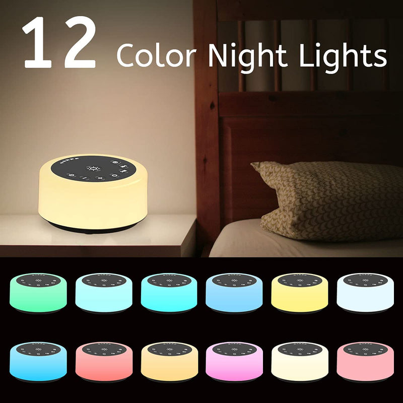 [Australia] - ColourNoise Sound Machines White Noise Machine 12 Colors Night Lights with 30 Soothing Sounds Sleep Machine with 5 Timers Portable for Home Travel and Office… (R-Black) R-Black 