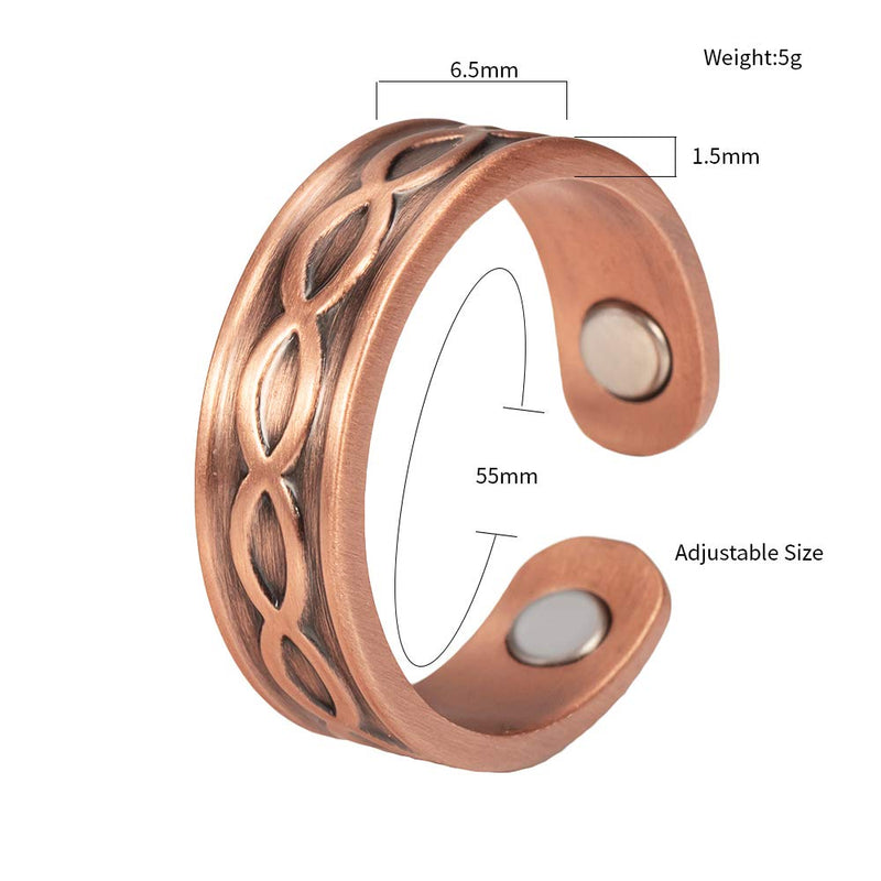 [Australia] - EnerMagiX Magnetic Copper Ring for Women Men, Magnetic Rings with Two Strong Magnets, Adjustable Copper Rings 