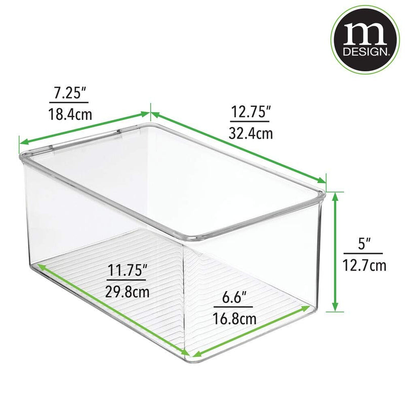 [Australia] - mDesign Bathroom Plastic Stackable Storage Box Container, Hinged Lid - Cabinet, Vanity Organizer for Toiletries, Makeup, First Aid, Hair Accessories, Bar Soap, Loofahs, Bath Salts - Clear 