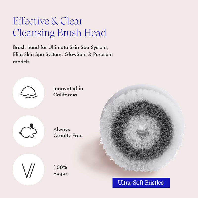 [Australia] - Vanity Planet Replacement Brush Head for Daily Cleansing Facial Brush Compatible With Ultimate Skin Spa & Glowspin, Water Resistant, Ultrasoft 