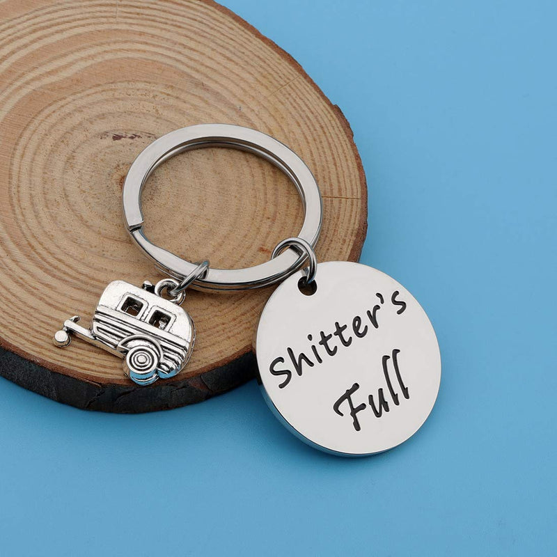 [Australia] - Shitter's Full Keychain Happy Camper RV Keychain Camping Keychain Trailer Christmas Vacation Jewelry Shitter's Full Keyring 