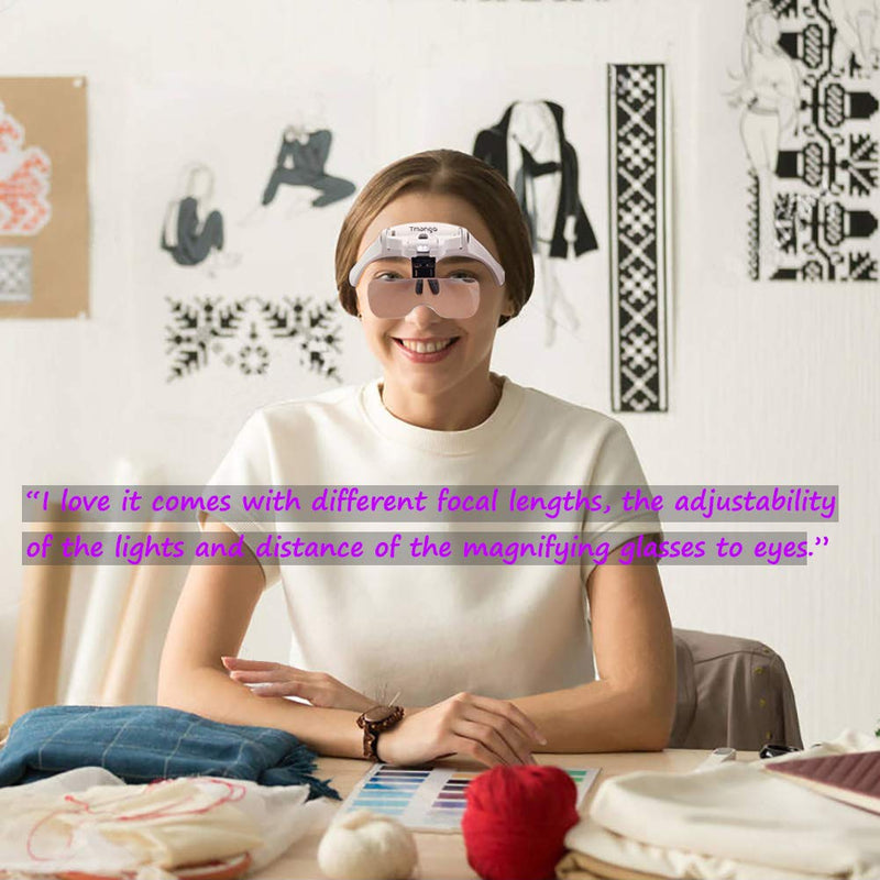 [Australia] - TMANGO Head Mount Magnifier with Lights, Magnifying Headset Glasses for Close Up Work, Watch, Cross-Stitch, Jewelry, Embroidery, Arts & Crafts or Reading Aid with Headband 