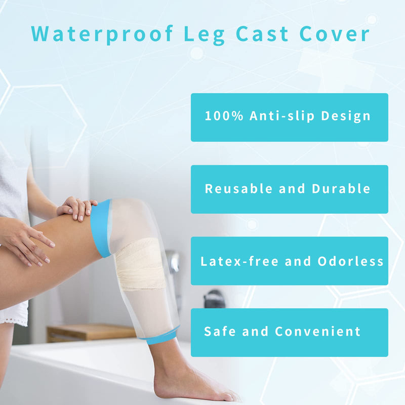 [Australia] - SUPERNIGHT Waterproof Cast Cover for Shower, PICC Line Covers for Knee, Watertight Reusable Cast Protector for Leg Surgeries Wound Bandage Adult Knee 