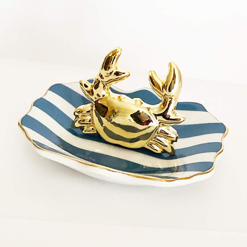 [Australia] - lemonadeus Ceramic Coastal Crab Jewelry Trays Ring Holder Rings Display 