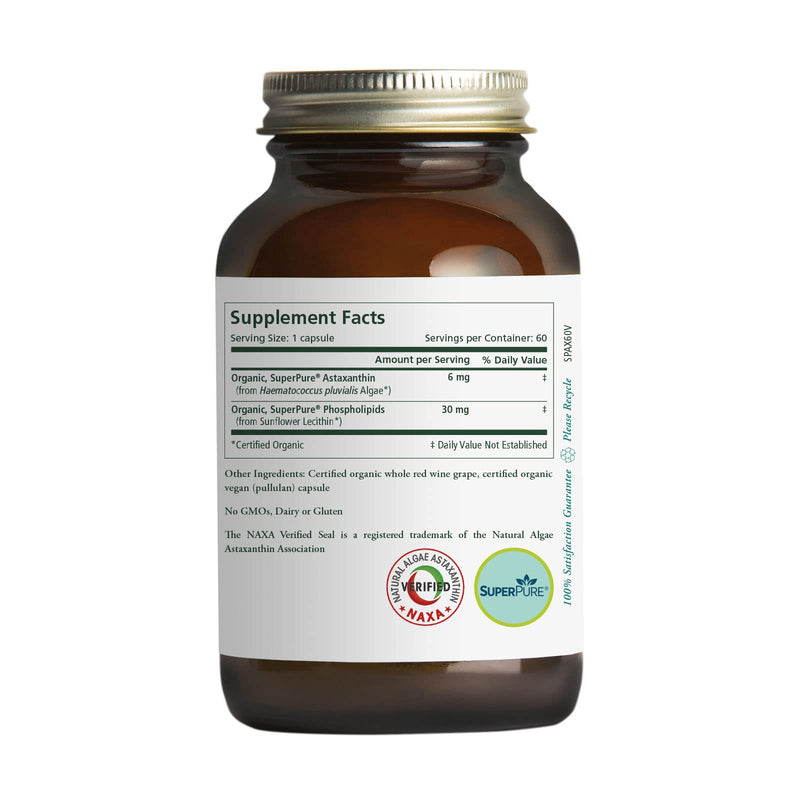 [Australia] - Pure Synergy SuperPure Astaxanthin Extract | 60 Capsules | USDA Organic | Non-GMO | Vegan | Algae-Based | Antioxidant 