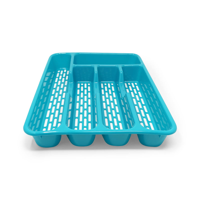 [Australia] - PLASTIFIC Large CUTLERY TRAY Flatware Organiser Strong Plastic Drawer Sliding Tidy (33 x 24 x 4.3, Turquoise) 33 x 24 x 4.3 