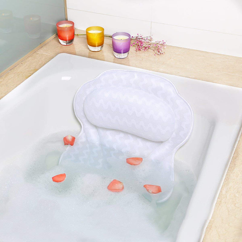[Australia] - Luxury Bath Pillow with 6 Strong Suction Cups for Tub, Extra Large Size Pillow Bath Cushion for Bathtub, Hot Tub, Jacuzzi, Home Spa Pillow Support for Head, Neck, Back and Shoulders 