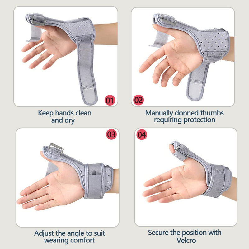 [Australia] - Sopfai Thumb Spica Splint & Carpal Tunnel Wrist Brace for Women and Men,Interchangeable Left and Right Hands, Providing Day/Night Support,Suitable for Arthritis,Tendonitis,Thumb Sprain,Strain(Grey+Medium+Adjustable+Single) 