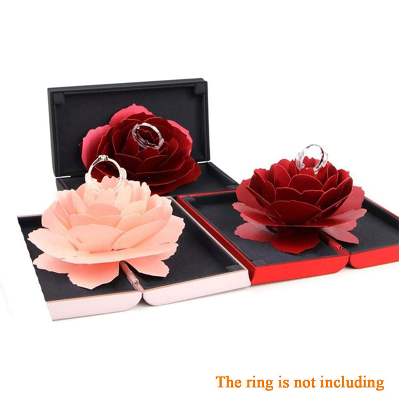 [Australia] - Engagement Ring Box,Ring Rose Box Surprise Jewelry Storage Holder for Woman as Proposal Engagement Wedding Ring Jewelry Gift Case in Valentine's Day ect. Black 