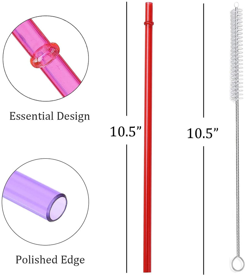 [Australia] - ALINK 10.5 in Long Rainbow Colored Reusable Tritan Plastic Replacement Straws for 20 OZ 30 OZ Tumblers, Set of 10 with Cleaning Brush 