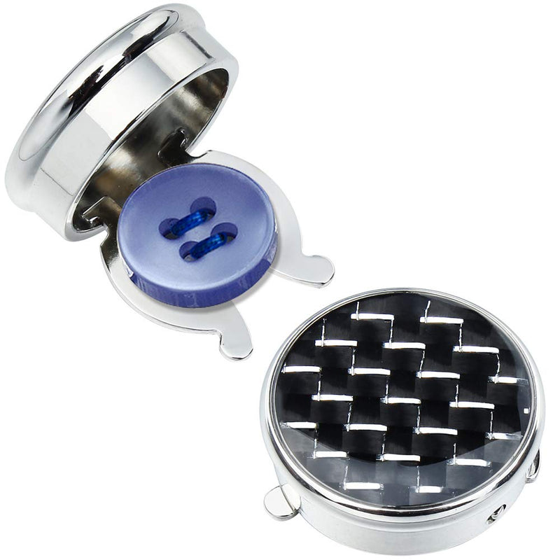 [Australia] - HAWSON Button Cover Cufflinks Finished in Round Carbon Fiber for Men's Normal Shirt black and silver 