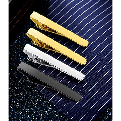 [Australia] - Roctee 8 Pack Tie Clip for Men Tie Bar Clip Set Formal Business Men's Necktie Clips Shirts Men Slim Tie Pin Clamp, Gold Silver Black, New and Fashion 