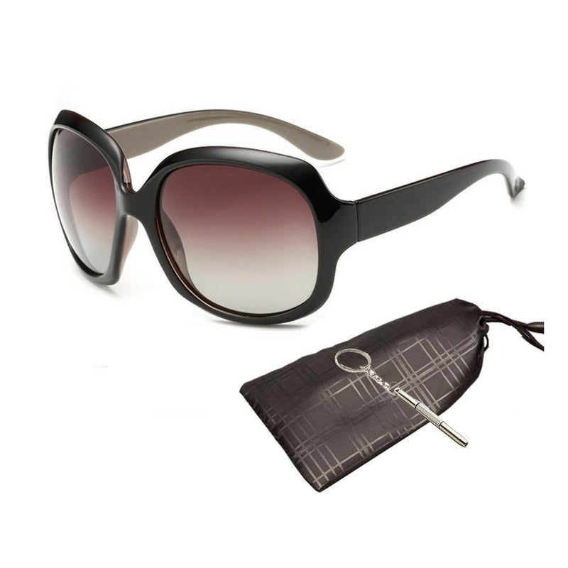 [Australia] - OYMI Oversized Women's Polarised Sunglasses Fashion Eyewear UV400 Coffee 