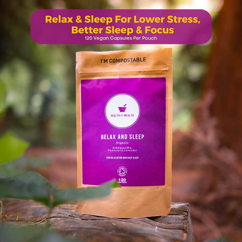 [Australia] - Organic Ashwagandha, Chamomile and Lavender - 120 Natural Capsules - Feel Calm, Lower Stress, Anxiety & Improved Sleep. Made by Health Is Wealth 