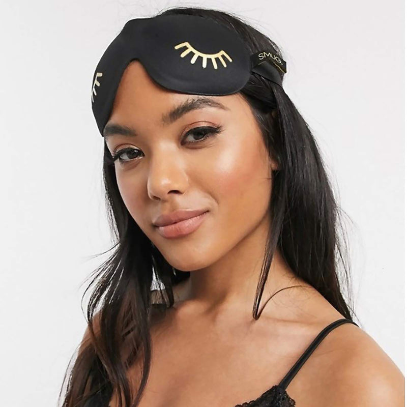 [Australia] - SMUG 100% Blackout Sleep & Eye Mask | Eyelash Extension Friendly | Eye Masks for Sleeping | Sleep Masks for Women & Men | Straps for Dream Comfort & Adjustability | Black Wink 
