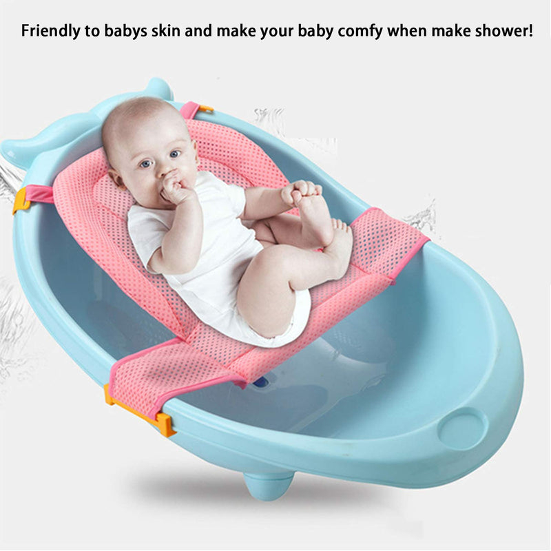 [Australia] - Upgraded Baby Bath Support Seat Baby Bath Net Newborn Shower Mesh Infant Bath Support Pad Non-Slip Bathtub Seat Support Mat Adjustable Comfortable Baby Shower Bathtub Sit Up Mesh for Infant 0-3 Years Pink(No Bathtub) 