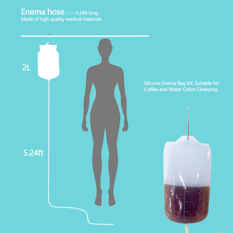 [Australia] - KYZETJD Silicone Enema Kit 2 L Enema Bag 6.3ft. Long Silicone Hose 3 Multi-Size Reusable Tips Controlled Water Flow for Colon Detox Cleanse Enemas 