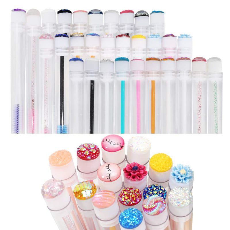 [Australia] - 20 Pcs Disposable Mascara Brushes Diamond Eyelash Spoolies Makeup Brush Mascara Wand in Sanitary Tube Lash Supplies. 20 Pcs Mix 