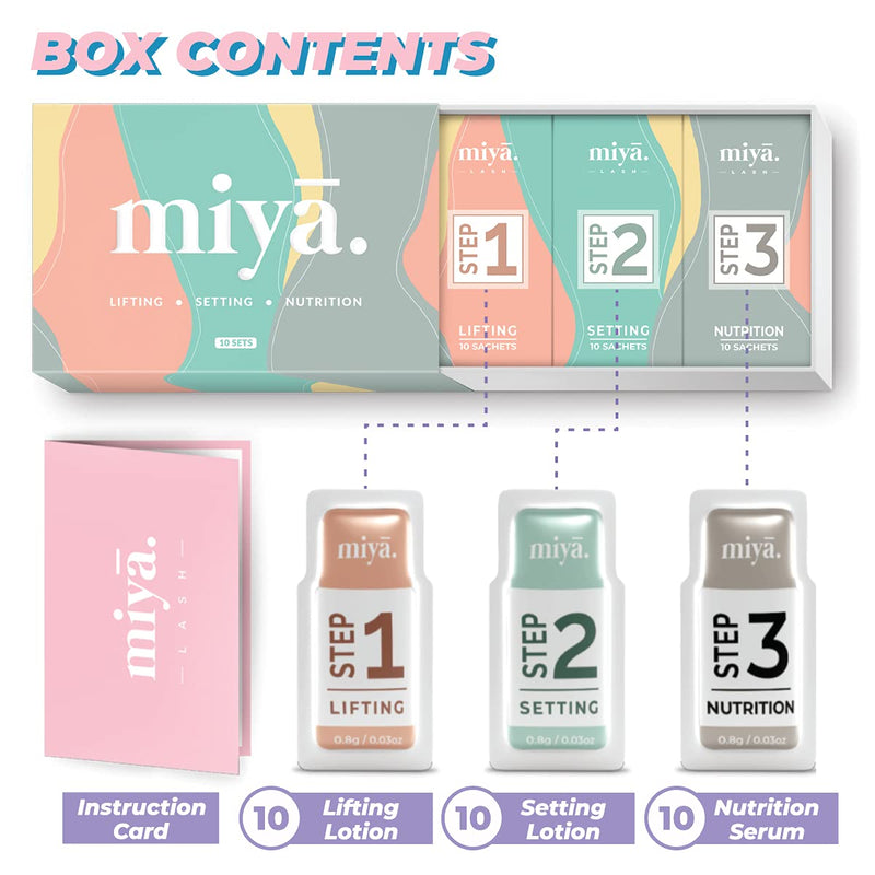 [Australia] - MIYA LASH 2 in 1 Lash Lift & Brow Lamination Lotion Set | Sachet Refill for Lash Lift Kit & Eyebrow Perm | Fast Acting 3-Step Lifting, Setting Lotions with Nutrition Serums | 10 Treatments | Salon Use LASH & BROW LIFT LOTIONS 