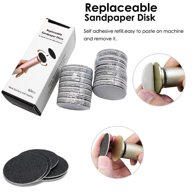 [Australia] - Electric Foot File (Speed Adjustable) with 60pcs Replacement Sandpaper Disk, Professional Electric Callus Remover Pedicure Foot Sander for Callus Removal Foot Care (FCR-1 Gold) 03 