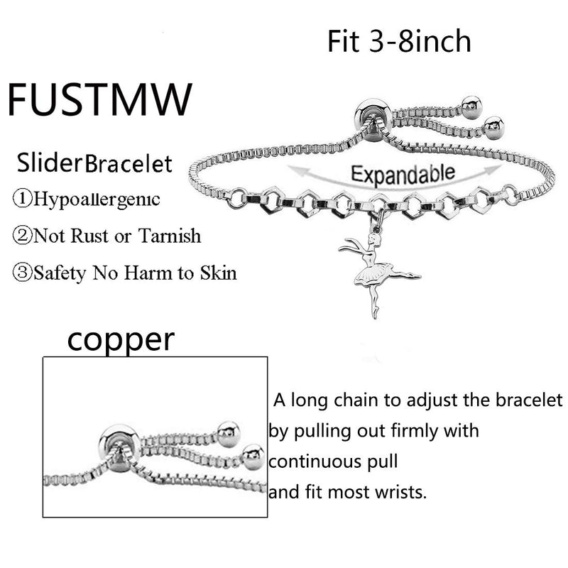 [Australia] - FUSTMW Dance Necklace She Believed She Could So She Did Inspirational Ballet Dancer Jewelry Dancing Girl Jewelry Recital Gift (Dance Slide Bracelet) 