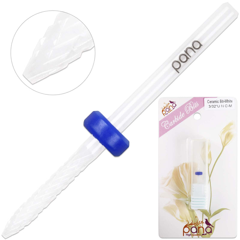 [Australia] - Pana Professional USA Ceramic White Under Nail Cleaner Bit Nail Drill (Grit: MEDIUM) 3/32" Shank Size 