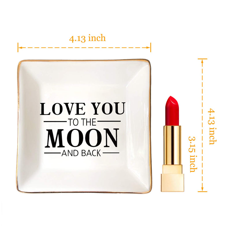 [Australia] - HOME SMILE Girlfriend Wife Gifts for Birthday Valentines Anniversary Ring Trinket Dish-I Love You to The Moon and Back 