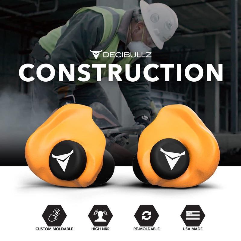[Australia] - Decibullz - Custom Molded Earplugs, 31dB Highest NRR, Comfortable Hearing Protection for Shooting, Travel, Swimming, Work and Concerts Orange 