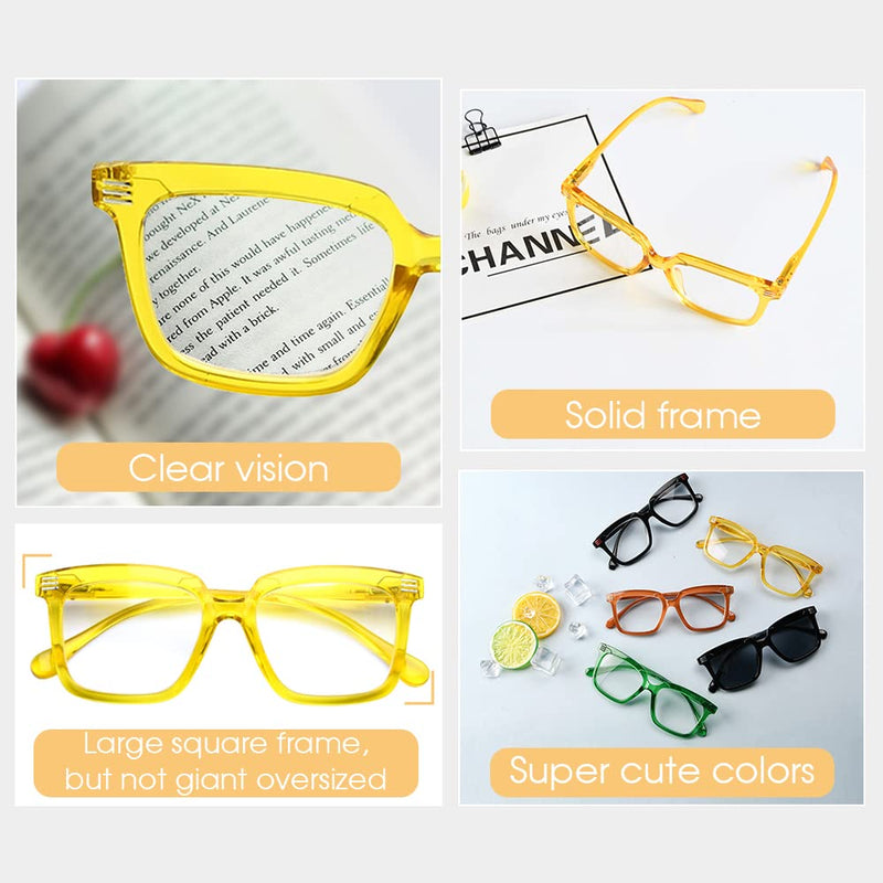 [Australia] - Eyekepper Square Reading Glasses for Women Large Frame Readers - Yellow +2.00 2.0 x 