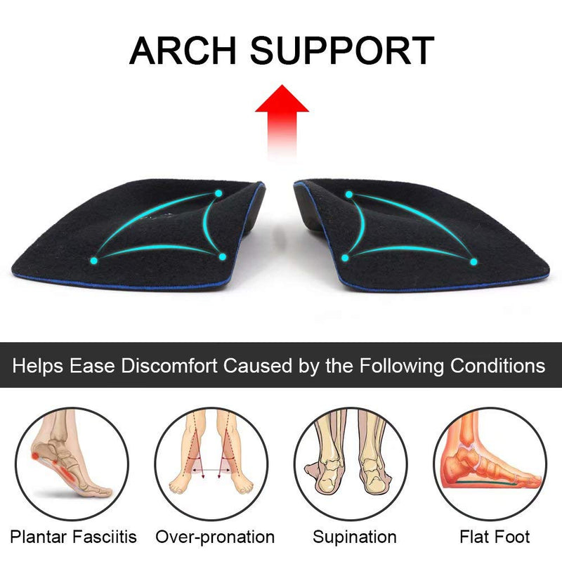[Australia] - Dr. Foot's 3/4 Length Orthotic Inserts, Self-Adhesive Half Shoe Insoles for Flat Feet, Plantar Fasciitis, Fallen Arches, Over-Pronation, Heel Spurs, Feet Fatigue (X-Large) Black X-Large(Men's 11.5-14 / Women's 12.5-15) 