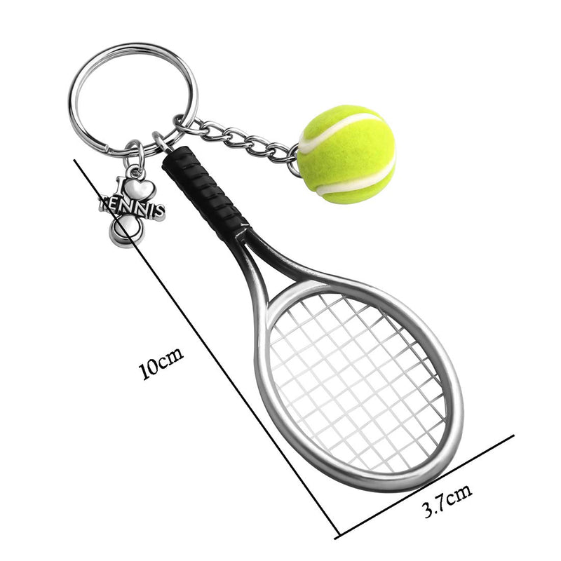 [Australia] - CHOORO Tennis Player Gifts 3D Mini Tennis Racket and Tennis Ball Keychain Set Tennis Gift for Tennis Lovers/Tennis Team/Tennis Coach Tennis Ball Racket Keychain 