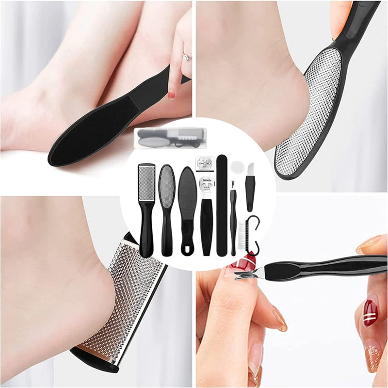 [Australia] - Foot Files for Hard Skin10 Pcs Multi Foot File Stainless Steel Feet Scrapers Hard Skin Remover Professional Foot Care Tool Foot Skin Removal Pedicure Set 