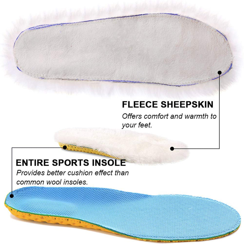 [Australia] - Ailaka Sheepskin Sport Wool Insoles for Women & Men, Premium Thick Fur Fleece Replacement Warm Inserts for Shoes Boots Slippers Sneakers 11 M US Women/9 M US Men 1 Pair 