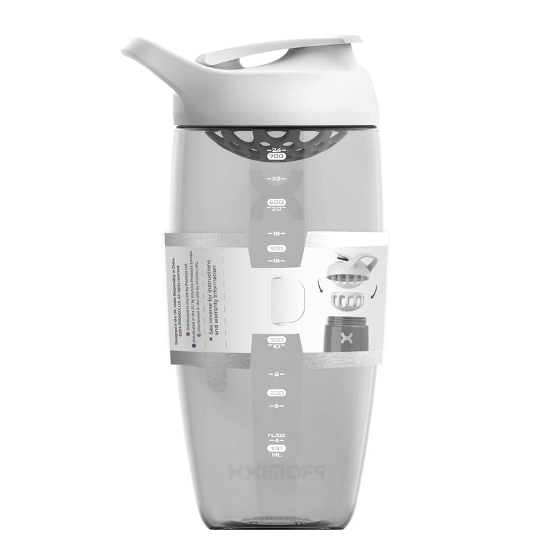 [Australia] - PROMiXX Shaker Bottle - Premium Protein Shaker Bottle for Supplement Shakes - Easy Clean, Durable Cup (700ml, Arctic White) 700ml 