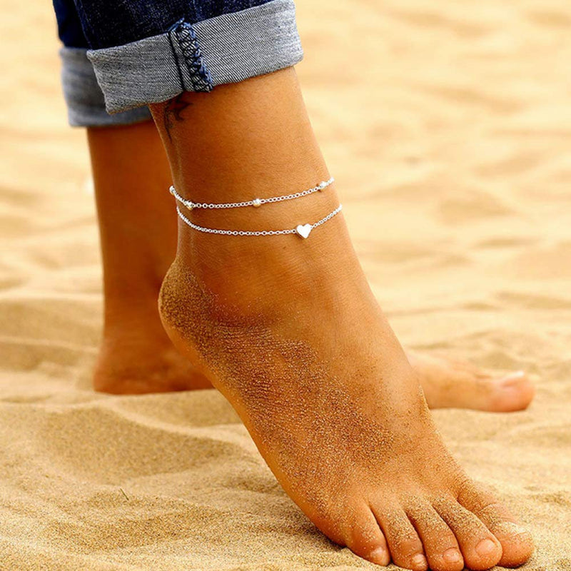 [Australia] - choice of all Gold Anklet Bracelets for Women Layered Beach Chain Anklet for Girls Silver Heart 
