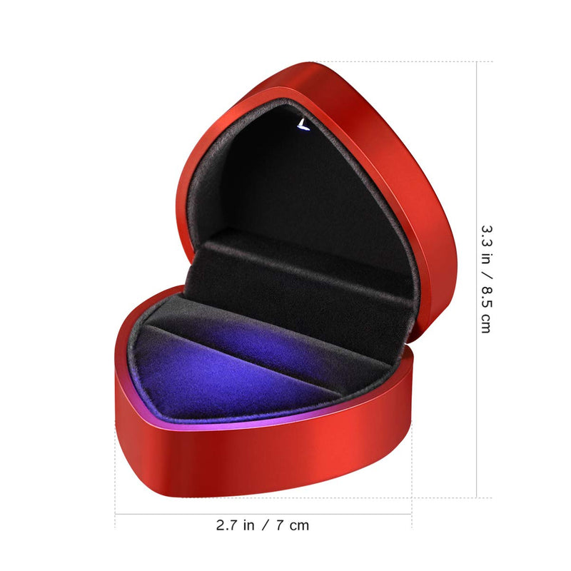 [Australia] - VOSAREA LED Ring Box, Proposal Engagement Ring Box, Heart Shape Earrings Jewelry Ring Box Case for Anniversay Valentines Day Wedding (Red) Red 