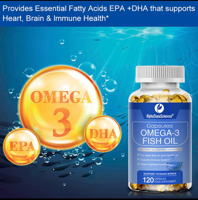 [Australia] - **New**Premium Omega 3 Fish Oil Max Strength 3600mg Boost Heart Health, Brain Function, and Joint Mobility High EPA 1296mg & DHA 864mg Essential Fatty Acids for Optimal Wellness 