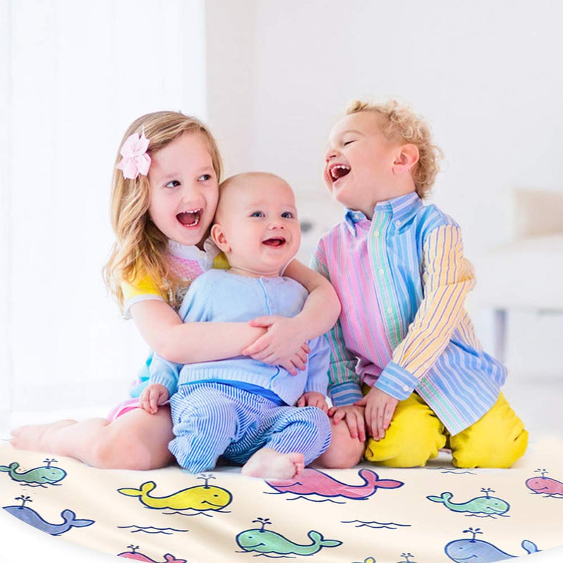 [Australia] - Baby High Chair Splat Floor Mat, 43.3″Waterproof Washable Anti Slip Splash Mat for Eating Mess Floor Protector, Table Cloth and Picnic Mat Whale-43.3″ 