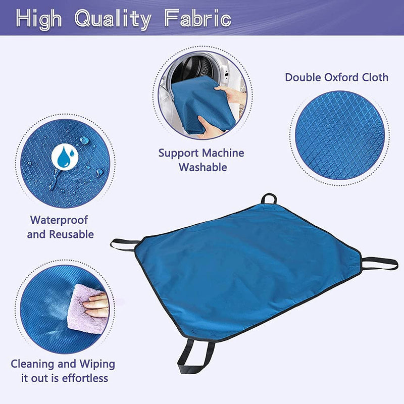 [Australia] - Transfer Board Slide Patient Lift Transfer Belts Lifting Seniors Disabled Positioning Pad Draw Sheet Hospital Bed Pads with Handles for Turning, Lifting & Repositioning (39" X 36") 4 Handle-blue 