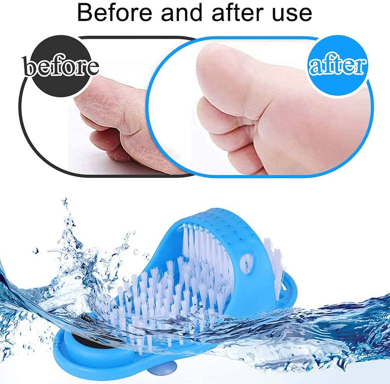 [Australia] - GREY LOOK 1 x Bathroom Shower Feet Brush Foot Cleaning Bristle Slipper Washer Bath Scrubber Massager Stick on Floor Bristle Slipper Sandal 