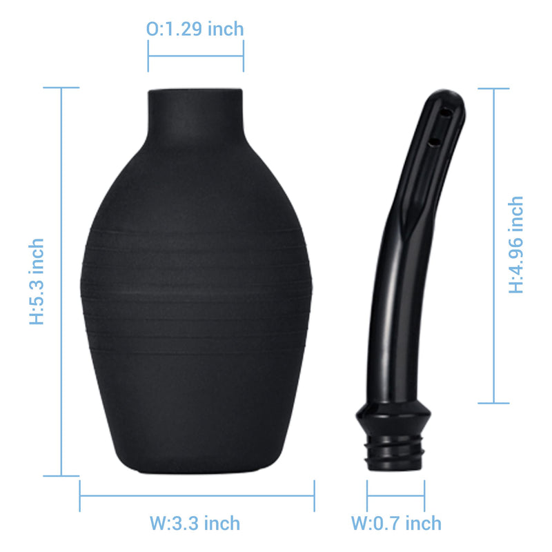 [Australia] - TopQuaFocus 10oz Silicone Enema Bulb Kit for Men Women Colon Cleaning Comfortable Coffee Enemas Shower Head 4.8' Tips (Black) 294ml-black 