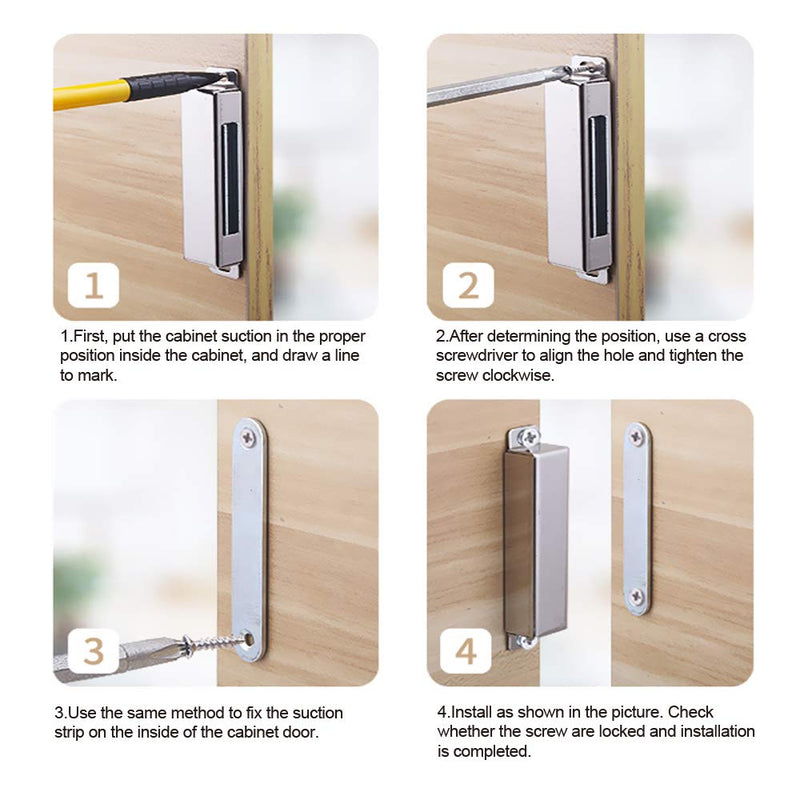 [Australia] - Mousike Cabinet Magnets 25lb Stainless Steel Magnetic Door Catch with Strong Magnetic for Kitchen Cupboard Wardrobe Closet Cabinet Door Drawer Latch (2.1"25 lbs(4 Pack)) 25lb-4Pack Silver 