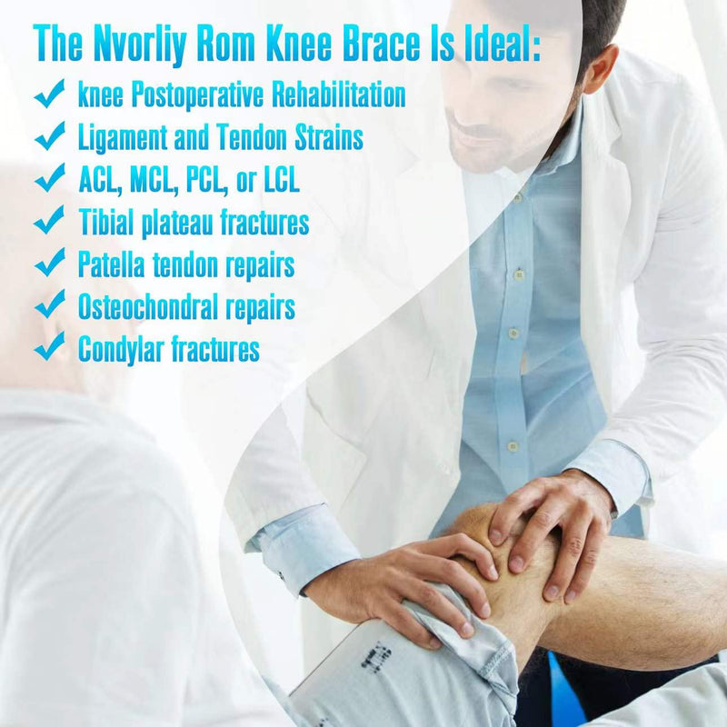 [Australia] - Nvorliy Hinged ROM Knee Brace Adjustable Knee Immobilizer Support for Arthritis, ACL, PCL, Meniscus Tear, Osteoarthritis, Post OP Recovery - Leg Stabilizer for Men & Women Regular 