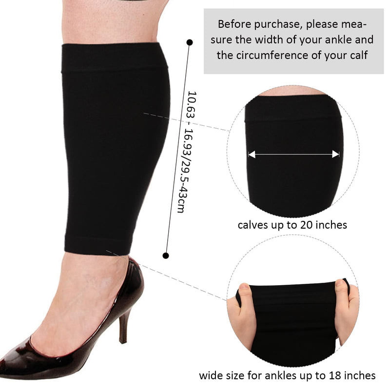 [Australia] - 6 Pairs 3XL Wide Plus Size Calf Compression Socks Leg Brace Socks, Calf Compression Sleeves for Runners, Shin Splint, Varicose Vein & Calf Pain Relief, Calf Compression Cuffs for Men Women 