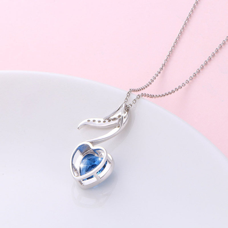 [Australia] - SILVER MOUNTAIN S925 Sterling Silver Music Themed Music Clef Heart Pendant Necklace Ring Earrings Bracelet Musical Jewelry for Women Girls Birthday Gift Blue Heart Music Necklace 