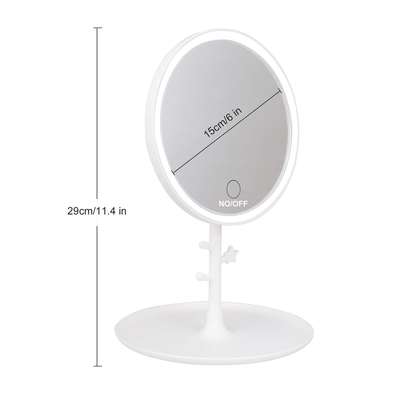 [Australia] - Vanity Mirror with Lights UZiLaCo Lighted Makeup Mirror with 3 Color Brightness Adjustable,Touch Screen, A Small 10x Magnifying Mirror, Rechargeable, Portable Bedroom/Bathroom (White) 