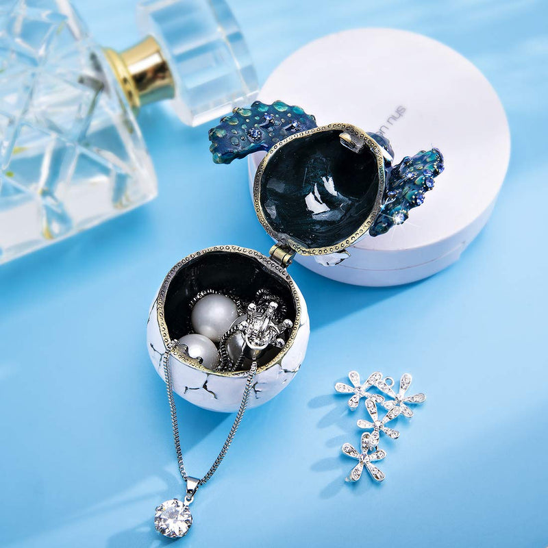 [Australia] - Pipping Baby Sea Turtle Crystal Glass Trinket Box Vintage Style Hinged Jewelry Treasure Keepsake Box blue 