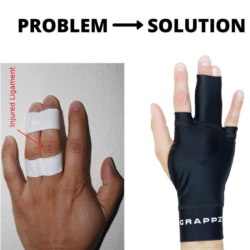[Australia] - Middle Finger Tape Alternative Compression Gloves Pair, Sports Tape Alternative, Trigger Finger Splint, Injury Jam Protection Splint & Grip Support for BJJ & Sports Black Unisex XX-Large 