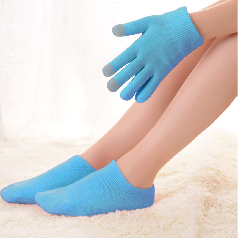 [Australia] - Moisturizing Gel Gloves, Touch Screen Cotton Gloves Heal Eczema Sleeping Lotion Hand Spa Treatment Gloves Repair Rough Cracked Dry Chapped Hands Skin - Blue 